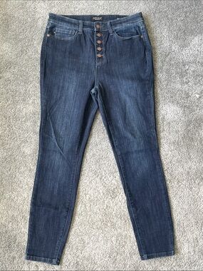 EC Judy Blue Skinny Fit - Dark Wash - Exposed Button Fly Jeans - Size 13/31